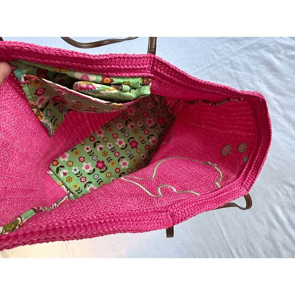 Vera Bradley Hot Pink Tote Bag, Leather Handles, Whale Design, Small Wallet - Picture 5 of 8
